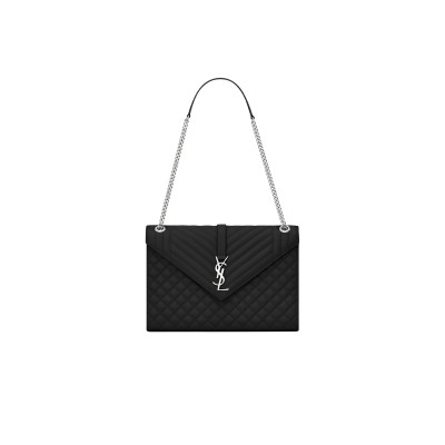 YSL ENVELOPE LARGE IN QUILTED GRAIN DE POUDRE EMBOSSED LEATHER 600166BOW921000 (31*22*7.5cm)